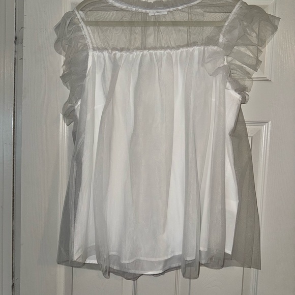 Chic Soul Tops - Chic Soul White Flutter Sleeve Blouse with Peter Pan Collar